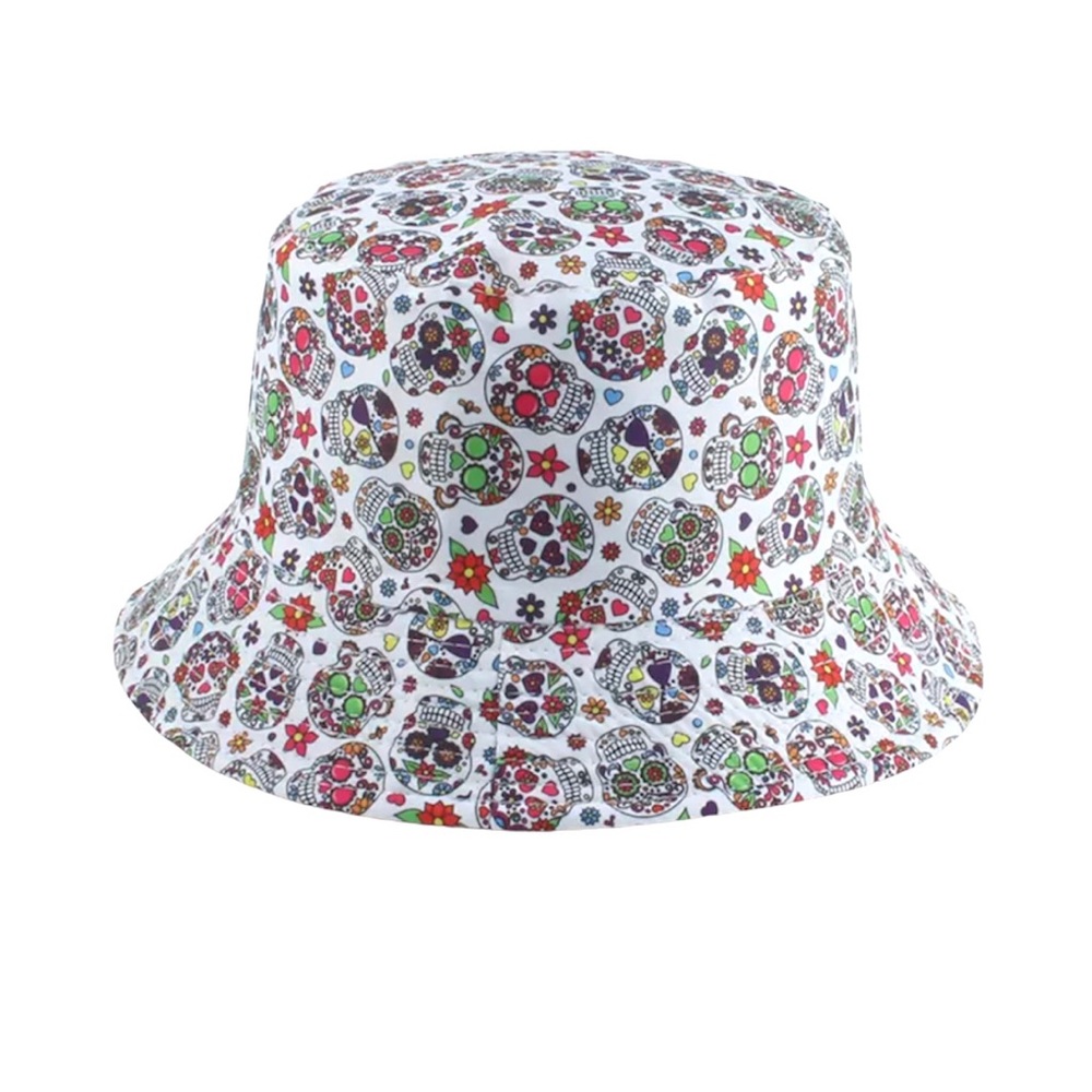 Skull bucket hat Waterproof Hat Skull  Print Reversible Fisherman Style Hip Hop